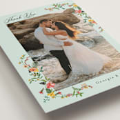 "Tropical Crest" - Wedding Thank You Postcards in Papaya by Susan Moyal - Detail