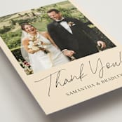 "French Whimsy Script" - Wedding Thank You Postcards in Champagne by Wallace Design Co. - Detail