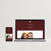 "Museum" - Wedding Thank You Postcards in Burgundy by Nazia Hyder - FREE Wedding Website