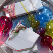 "Glass bubble ombre tree topper, pink and citrine" - Tree Toppers in multicolor by Joanna Buchanan
