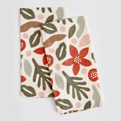 "Winter Mix" - Tea Towel in Poinsettia by Michelle Taylor - Tea Towel Pair