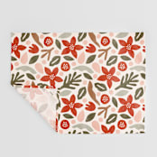 "Winter Mix" - Tea Towel in Poinsettia by Michelle Taylor - Full Towel with Hanging Loop