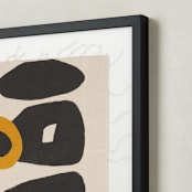 "Yellow Circle" - Textile Art Print in Mustard by Deborah Velasquez - Frame - Close Up