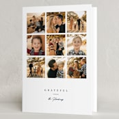 "Grateful Grid" - Thanksgiving Cards in Navy by Erin L. Wilson - Folded Card