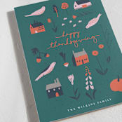 "Fall Harvest" - Thanksgiving Cards in Deep Pine by Eve Schultz - Detail