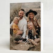 "Grateful Thankful Blessed" - Thanksgiving Cards in Snow by Emily Betts - Folded Card