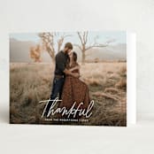 "Scripty Thankful" - Thanksgiving Cards in Cloud by Kristen Magee - Folded Card
