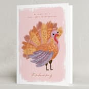 "Gobble Gobble Gobble" - Thanksgiving Cards in Flamingo by Jackie Crawford - Folded Card