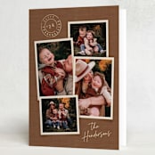 "Stamped Burlap Thanksgiving Collage" - Thanksgiving Cards in Nutmeg by Kamala Nahas - Folded Card