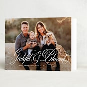 "Grateful and blessed" - Thanksgiving Cards in Cotton by Lea Delaveris - Folded Card