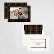 "Fall Plaid" - Thanksgiving Cards in Cocoa by Baumbirdy - Assembled