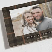 "Fall Plaid" - Thanksgiving Cards in Cocoa by Baumbirdy - Detail