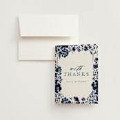 "brushstrokes in bloom" - Wedding Thank You Cards in Indigo by Angela Marzuki - Front