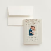 "Sketched Flora" - Wedding Thank You Cards in Cream by Paper Raven Co. - Front