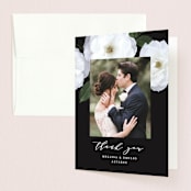 "Heirloom Roses" - Wedding Thank You Cards in Ebony by Jill Means - Front