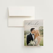 "Breathe" - Wedding Thank You Cards in Linen by Jennifer Postorino - Front