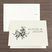 "Elegance Illustrated" - Wedding Thank You Cards in Beige by Phrosné Barwood - Front