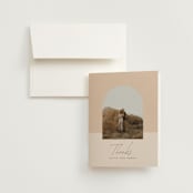 "Sunset Beach" - Wedding Thank You Cards in Sand by Owl and Toad - Front
