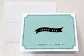 "Vie en Rose" - Wedding Thank You Cards in Mint by Bleu Collar Paperie - Front