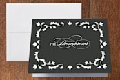 "Jacquard" - Wedding Thank You Cards in Ebony by Laura Hankins - Front