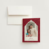 "Jaipur" - Wedding Thank You Cards in Ruby by Mansi Verma - Front
