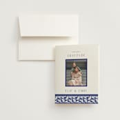 "Topkapi" - Wedding Thank You Cards in Cobalt by Nazia Hyder - Front