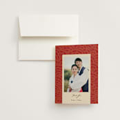 "Mizu Pattern" - Wedding Thank You Cards in Ruby by Kanika Mathur - Front