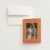 "Heritage Paisley" - Wedding Thank You Cards in Tangerine by Kanika Mathur - Front