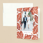 "Watercolor Fallen Leaves" - Wedding Thank You Cards in Copper by Katharine Watson - Front