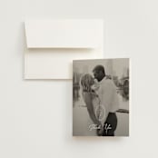 "Script and Monogram" - Wedding Thank You Cards in Sand by Carolyn MacLaren - Front