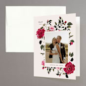 "Rose Garden" - Wedding Thank You Cards in Magenta by Leah Bisch - Front