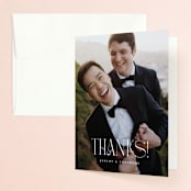 "Black-Tie" - Wedding Thank You Cards in Noir by Benita Crandall - Front