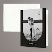 "Engraved" - Wedding Thank You Cards in Charcoal by Claudia Orengo - Front