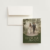 "Martini" - Wedding Thank You Cards in Olive by Pixel and Hank - Front