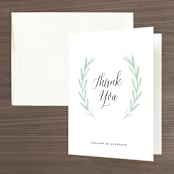 "Painted Leaves" - Wedding Thank You Cards in Evergreen by Olivia Raufman - Front