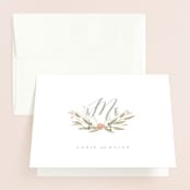 "Monogram Floral" - Wedding Thank You Cards in Peach by Lori Wemple - Front