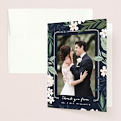"Floral Edged Frame" - Wedding Thank You Cards in Royal by Alethea and Ruth - Front