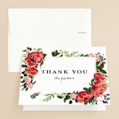 "Peonies Forever" - Wedding Thank You Cards in Coral by Susan Moyal - Front