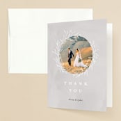 "Abundant Wreath" - Wedding Thank You Cards in Fog by Pixel and Hank - Front