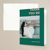 "Bold Type" - Wedding Thank You Cards in Parrot by Owl and Toad - Front