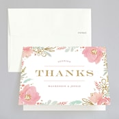 "Floral Vignette" - Wedding Thank You Cards in Brass by Kristen Smith - Front