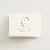 "Soft Sprigs" - Wedding Thank You Cards in Champagne by Jennifer Postorino - Front