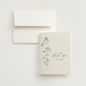 "Sketched Florals" - Wedding Thank You Cards in Storm by Baumbirdy - Front