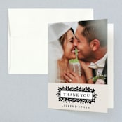 "Modern Floral Frame" - Wedding Thank You Cards in Champagne by Faith Harlow - Front