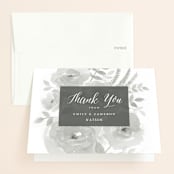 "Watercolor Floral" - Wedding Thank You Cards in Fog by Jill Means - Front