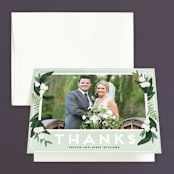 "Botanical Name Plate" - Wedding Thank You Cards in Sage by Shiny Penny Studio - Front