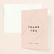"Twirl Monogram A" - Wedding Thank You Cards in Blush by Ariel Rutland - Front