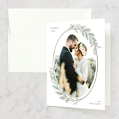 "Modern Wreath" - Wedding Thank You Cards in Sage by Hooray Creative - Front