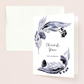 "feathers & florals" - Wedding Thank You Cards in Dusk by Olivia Raufman - Front