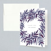 "Watercolor Painted Wreath" - Wedding Thank You Cards in Sugarplum by Katharine Watson - Front